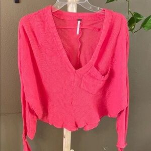 Coral V-Neck Blouse